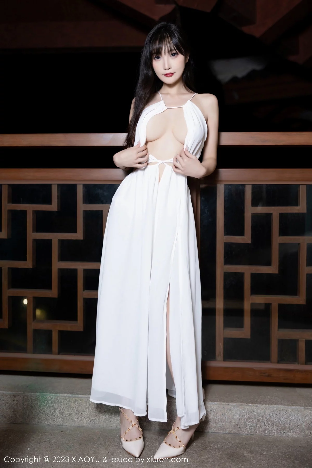 秀人集.com_[XiaoYu画语界]Vol.1161_模特林星阑性感白色连衣长裙+黑色情趣服饰秀曼妙身姿诱惑写真80P