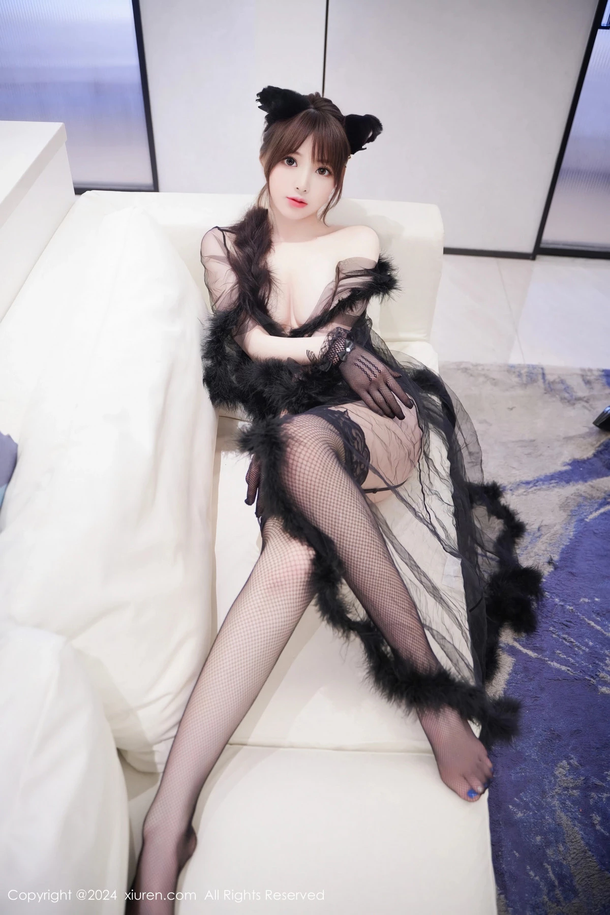 秀人集.com_[XiuRen秀人网]No.8297_模特梦灵儿Mini性感黑色轻透薄纱蕾丝内衣配黑丝吊袜极致魅惑写真69P