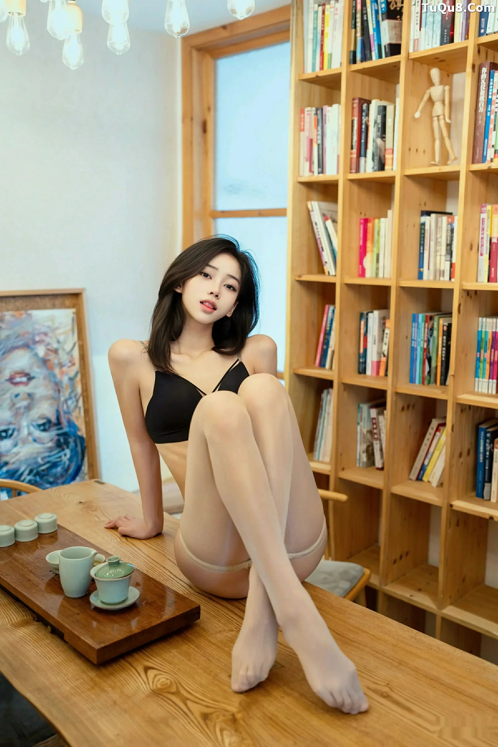 秀人集.com_[XINGYAN星颜社]VOL.390_模特时安安性感深色旗袍露黑色内衣配开档肉丝秀美腿诱惑写真76P