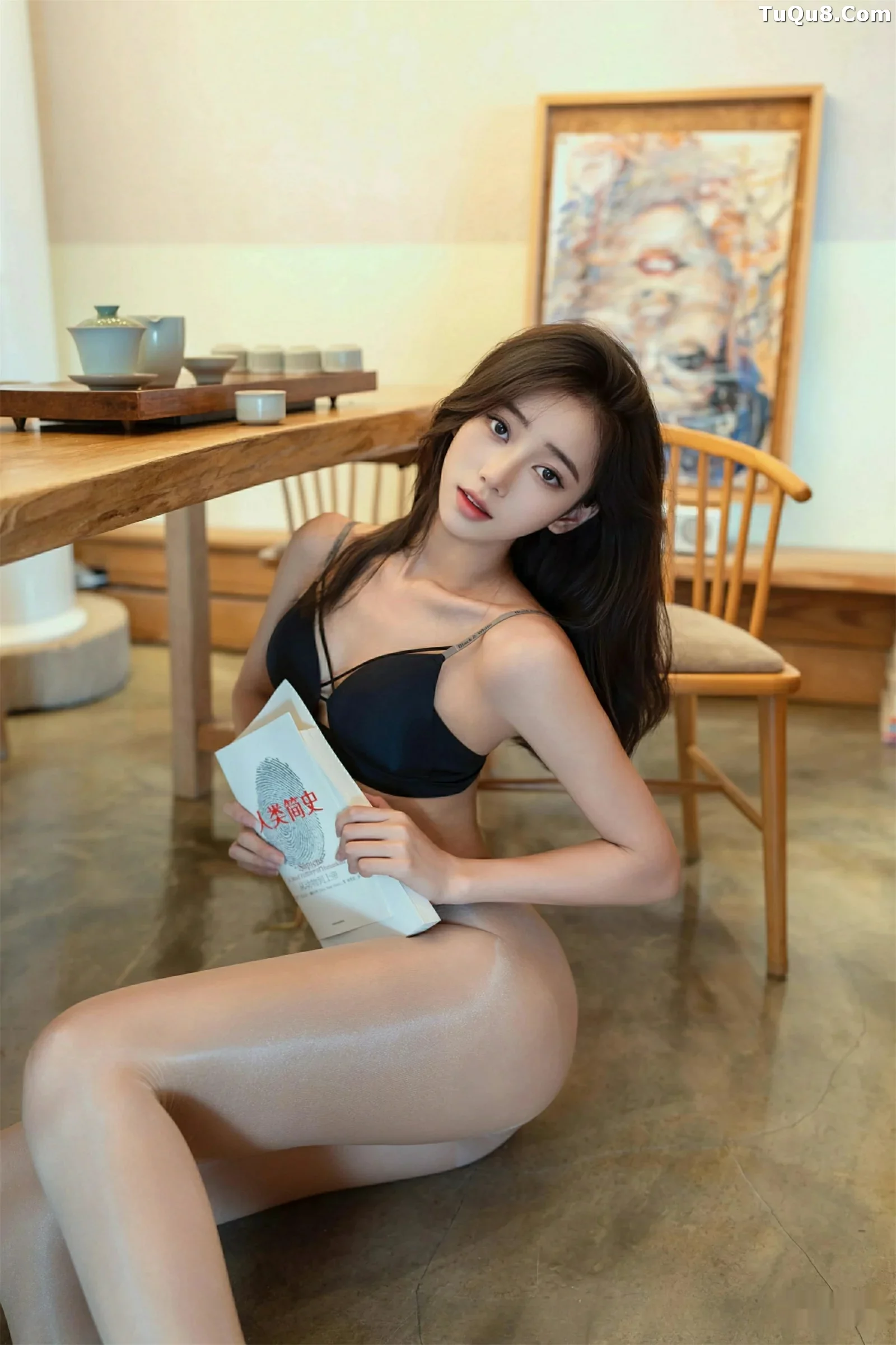 秀人集.com_[XINGYAN星颜社]VOL.390_模特时安安性感深色旗袍露黑色内衣配开档肉丝秀美腿诱惑写真76P