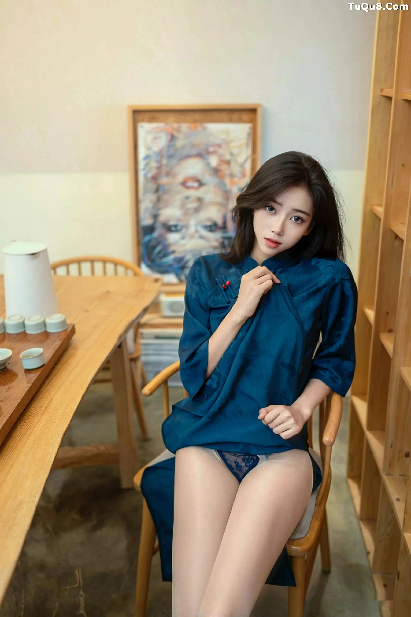 秀人集.com_[XINGYAN星颜社]VOL.390_模特时安安性感深色旗袍露黑色内衣配开档肉丝秀美腿诱惑写真76P