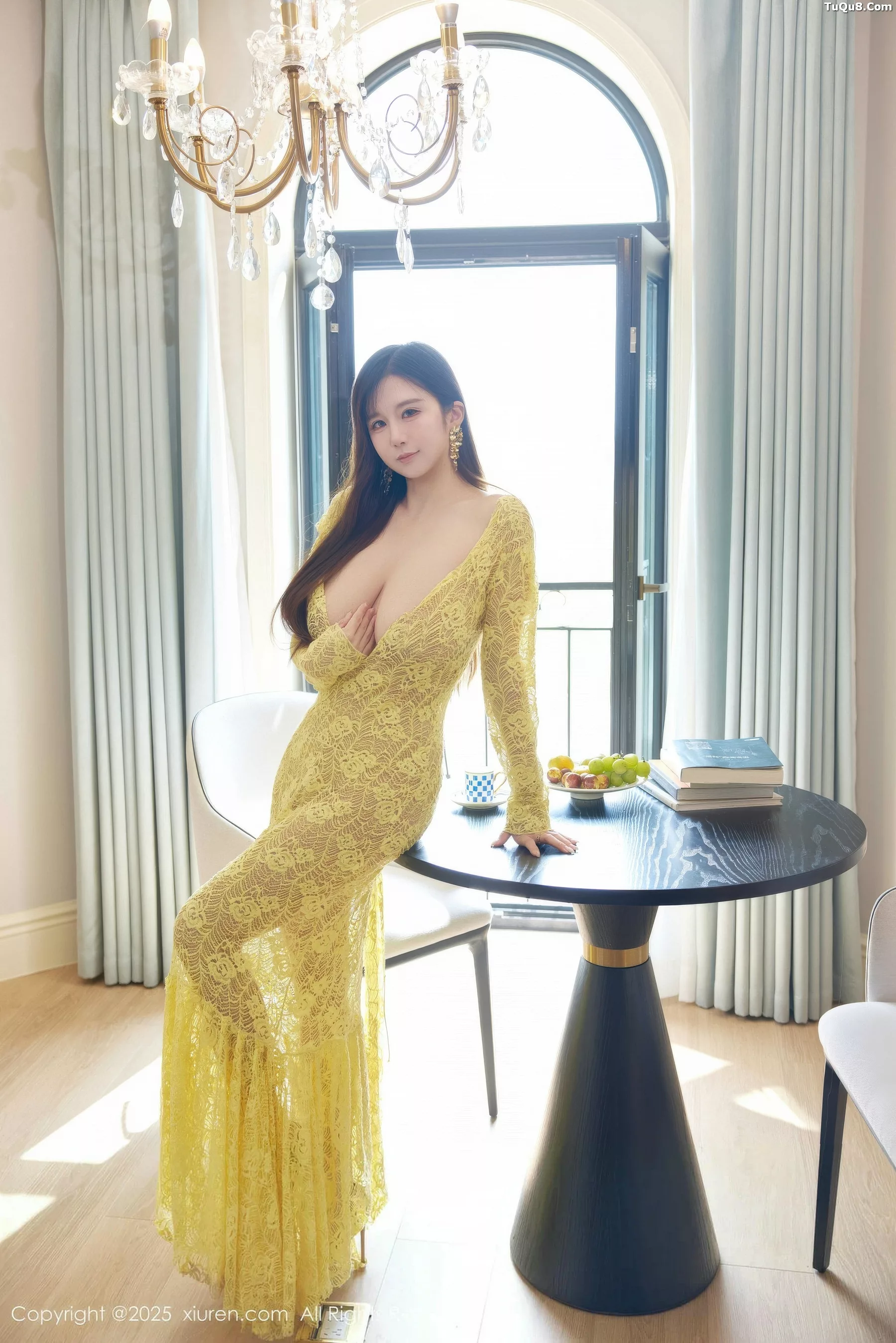 秀人集.com_[XiuRen秀人网]No.10909_模特小肉肉咪性感黄色复古蕾丝连衣裙秀丰满身材惹火诱惑写真60P