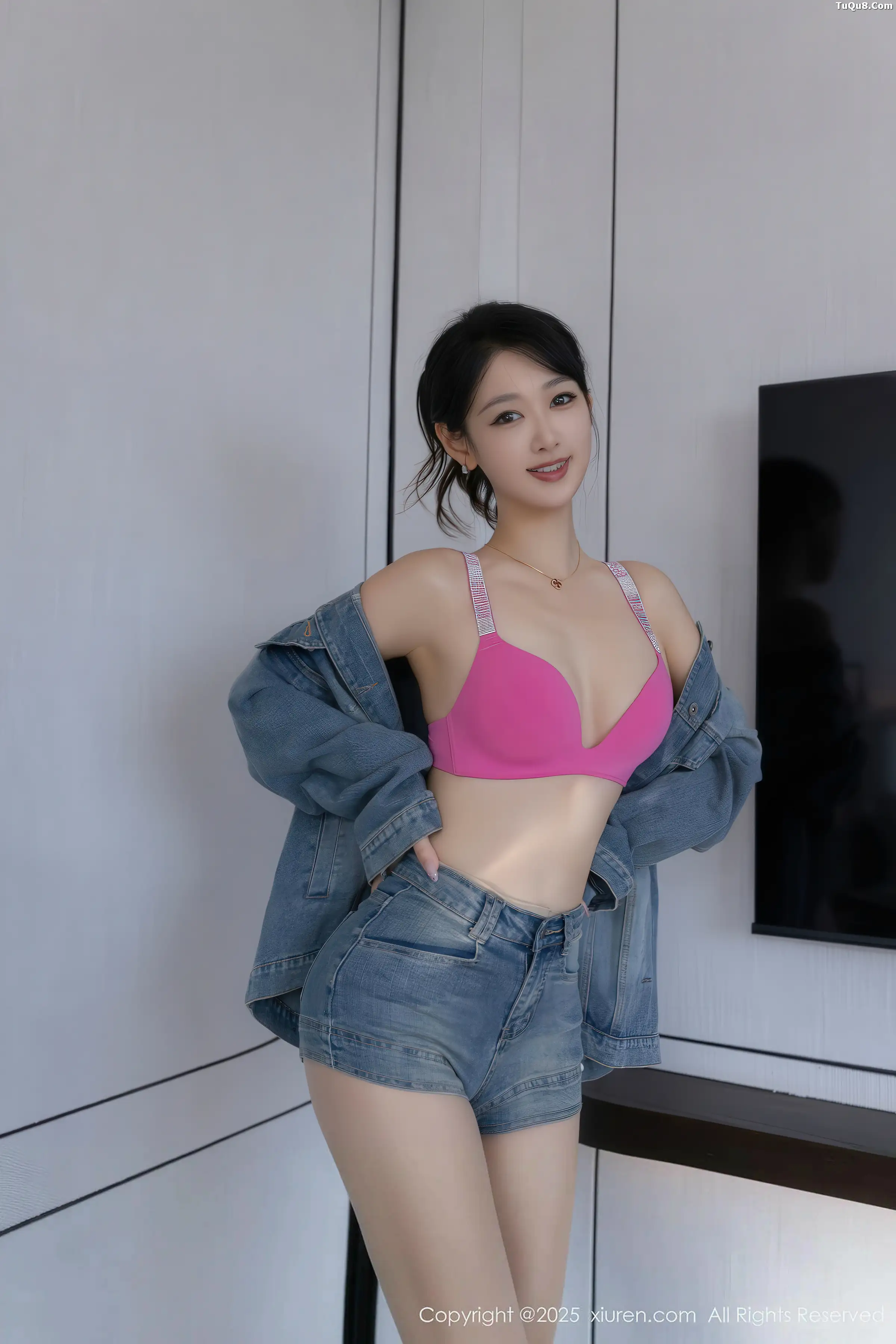 秀人集.com_[XiuRen秀人网]No.11083_模特唐安琪性感牛仔套装露粉红内衣配开档黑丝秀翘臀美腿诱惑写真79P